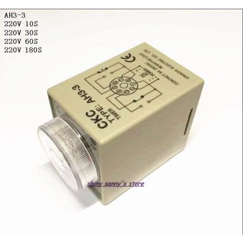 2pcs/Lot AH3-3 AC220V 10S/30S/60S/180S Power On Delay Timer Time Relay 220VAC 0-10/30/60/180 seconds 8 Pins Brand New