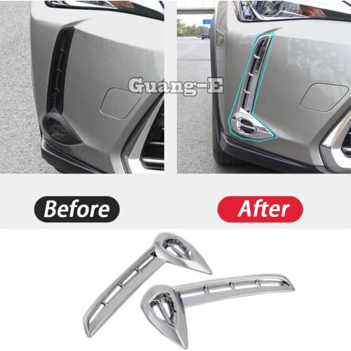 For Lexus UX 200H 250H 260H 2019 2020 2021 Car Body Head Front Fog Light Lamp Frame Stick Styling ABS Chrome Cover Trim 2pcs