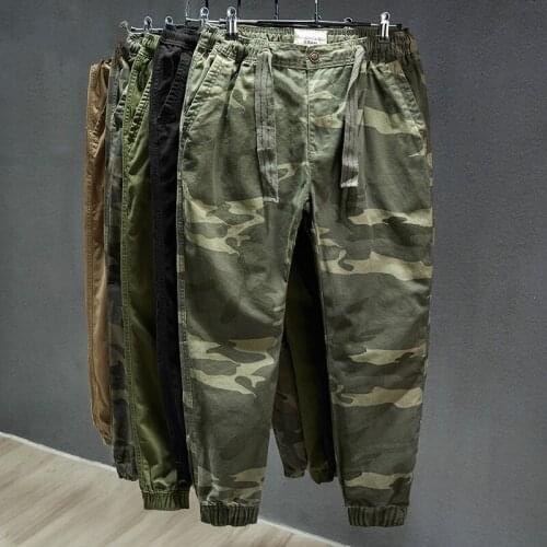 2021 Spring Autumn New Cargo Pants Men Hip Hop Streetwear Trousers Multi Pockets Casual Pants Joggers Camouflage Drawstring Men