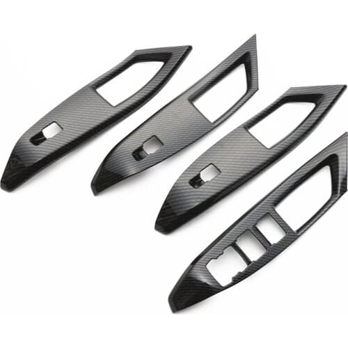 4PCS Carbon Fiber Style ABS Window Lift Control Panel Cover Trim Car Styling Accessories For Ford Focus MK4 2019