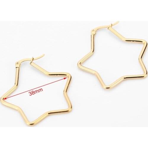 5pairs/lot Nice For Women Gifts stainless steel Star Pentagram Dangle Drop Hook Hoop Earrings