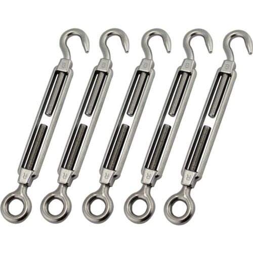 5PCS Stainless Steel 316 Hook & Eye Turnbuckle Wire Rope Tension M4/M5/M6/M8/M10