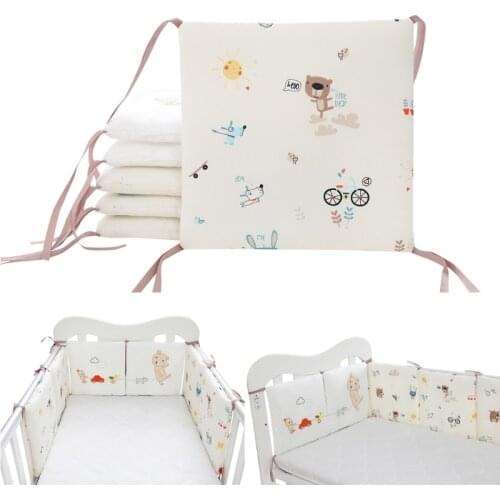 6 Pcs Baby Soft Cotton Crib Bumper Newborn Bed Cot Protector Pillows Infant Cushion Mat Nursery Bedding