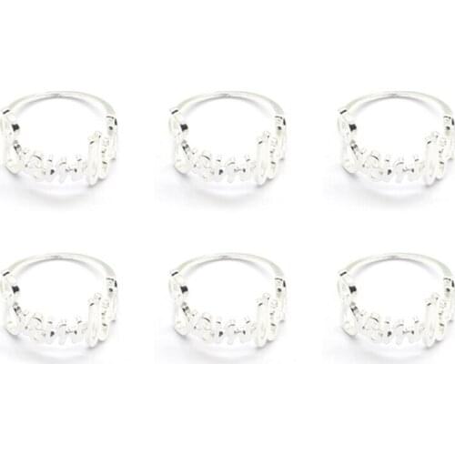 Alloy Metal Alphabet Napkin Rings for Wedding Table Decoration Napkin Holder Wedding Towel Rings Dinner 6 Pcs