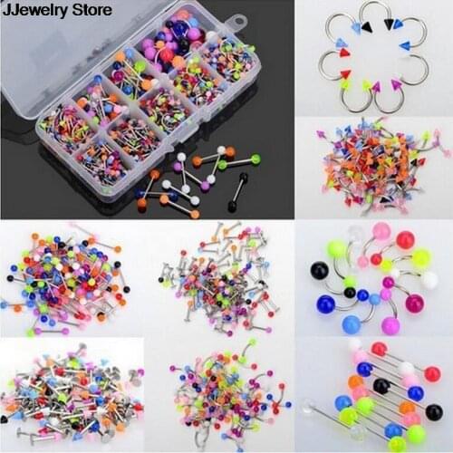 90pcs Mix Body Jewelry Eyebrow Navel Belly Lip Tongue Nose Piercing Bar Ring Body Piercing Jewelry hot