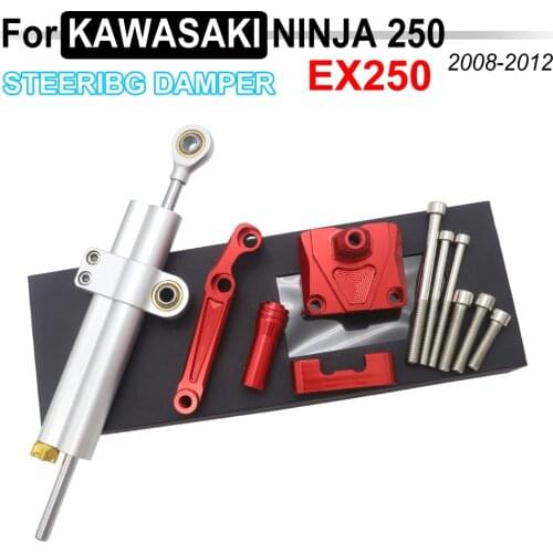 Motorcycle CNC Damper Steering StabilizerLinear Reversed Safety Control+Bracket For Kawasaki EX250 NINJA 250 2008-2012