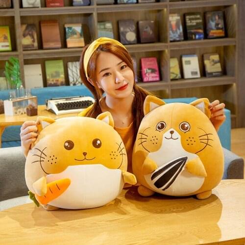 Girl Hamster Plush Toys Snack Pillow Doll Plush Toy Cute Hamster Carrot And Melon Seeds Plush Toy Plush Gifts For Boys And Girls