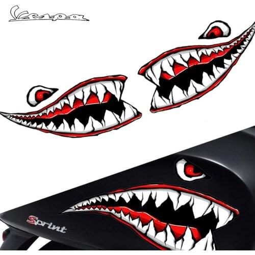 For Vespa GTV GTS LX Sprint 50 125 200 250 300 300ie Motorcycle Sports Sticker Shark Decal