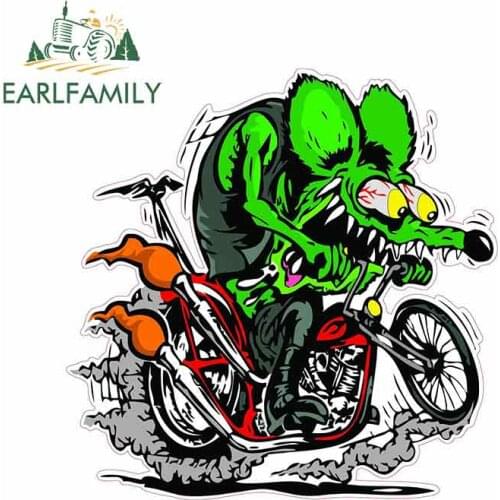 EARLFAMILY 13cm x 12.9cm For Rat Fink Anime Wrap Car Stickers Vinyl Decal Car Truck Auto Air Conditioner Personality Decoration