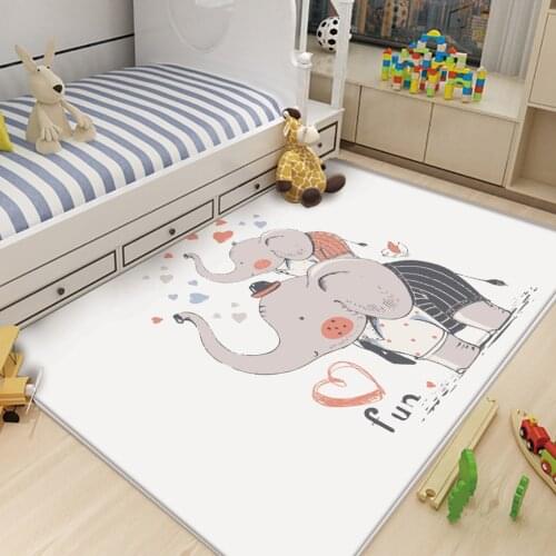 Good Quality Cute Elephant Children Comfortable Carpet Non-Slip Children Flannel Carpet Baby Hand Print Carpet Baby Play Mat