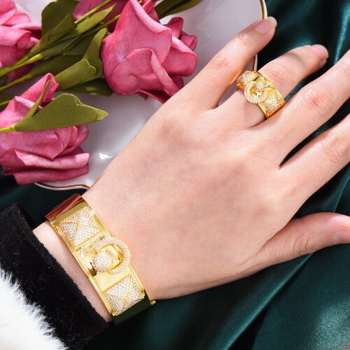 KellyBola Luxury African Gold Bangle Ring Set Fashion Jewelry Sets For Women Wedding Engagement Brincos Para as Mulheres 2021