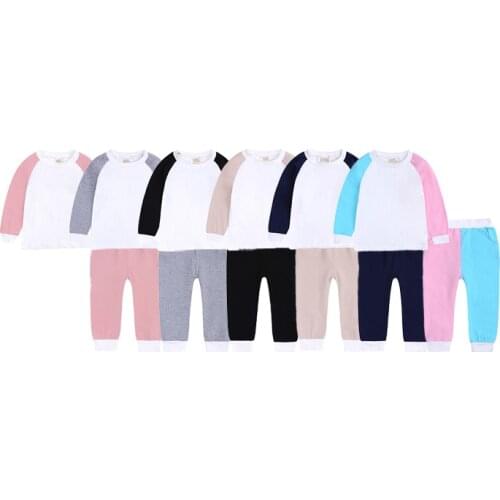 Unisex Tracksuit Set Contrast Colour New Arrival Baby Boy Girls Clothes Cotton Loungewear Teens Pajamas Set Wholesale Lounge Set