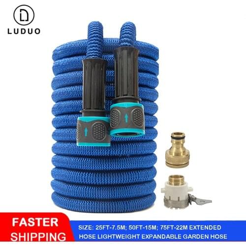 LUDUO Car Garden Water Hose Lightweight Expandable Watering Wash Pipe Reel Flexible High Pressure No-Kink Flexibility Paint Care