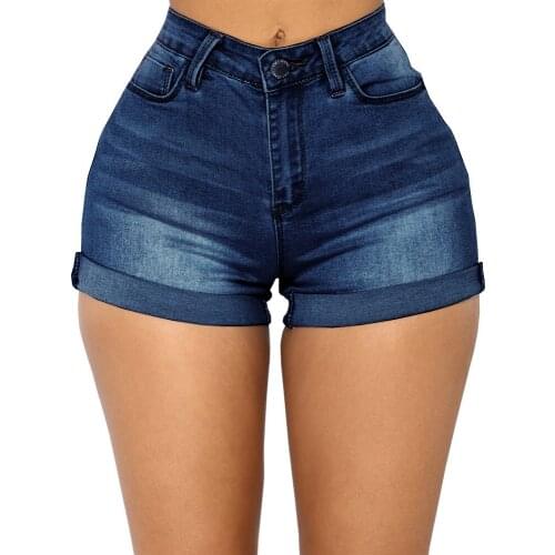 Summer Sexy High Waist Jeans Shorts Women Casual Skinny Flanging Denim Hot Shorts Women Party Club Booty Shorts Streetwear