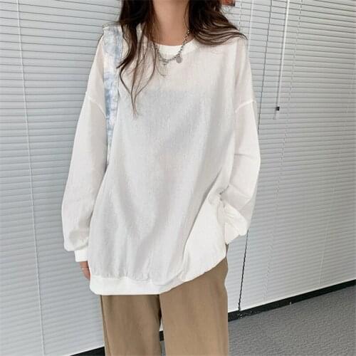 Hot Autumn Sweatshirt For Women Loose Solid White Lazy Style Pullovers Cute Fashion Students Sweet All-Match Female Tops