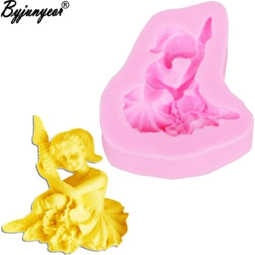 M2075 3D Ballet Girl UV Resin Silicone Mold Fondant Chocolate Candy Lollipop Crystal Epoxy Soft Clay Bake Tools