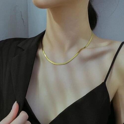 Fashion Flat Snake Bone Chain Exquisite Short Clavicle Chain Charm Womens Necklace Summer Leisure Party Jewelry Birthday Gift