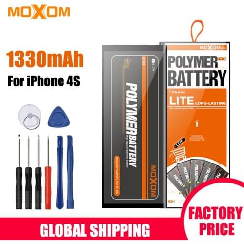 MOXOM Mobile Phone Batteries For iPhone 4S 4GS 1330mAh Real Capacity Replacement Battery 3.7V Lithium Polymer Battery Free Tools