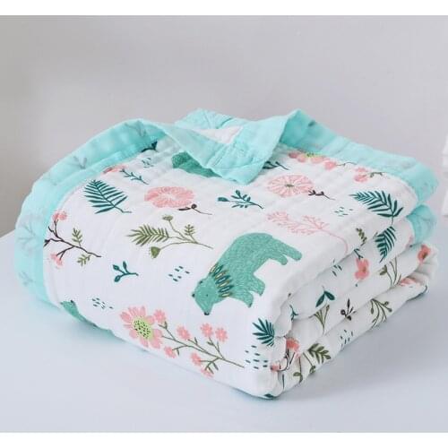 Cartoon Six Layer Gauze Thicken Seersucker Fluffy Super Soft Kids Baby Blanket Infant Newborn Children Muslin Cover Blankets