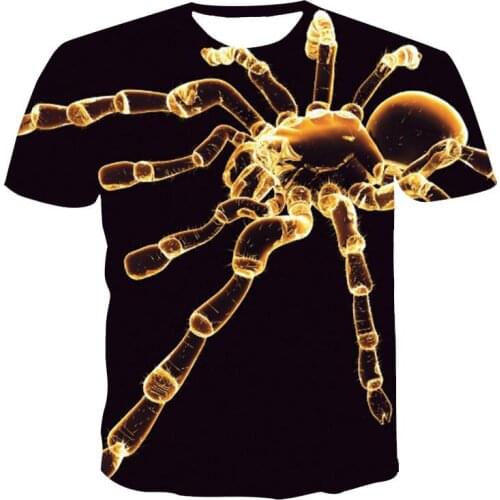 New round neck T-shirt mens high-quality mens and womens T-shirt short-sleeved star spider 3D printing fashion handsome mens