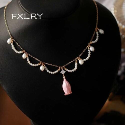 FXLRY New Delicate Original Handmade Natural Pearl Lily Of The Valley Clavicle Chain Necklace For Women Jewelry