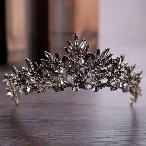 New Arrival Baroque Handmade Rhinestone Crystal Beaded Tiara Bridal Wedding Crown Korean Style Women Hair Ornaments