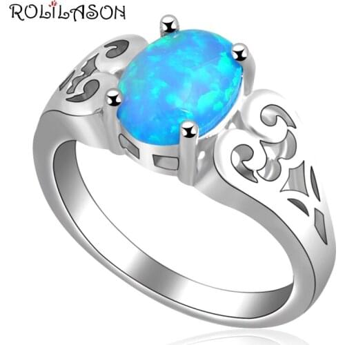 Huge New Elegant Heart Blue fire Opal silver plated Stamped Rings Jewelry USA size 6.5# 7.5 8.5 OR373