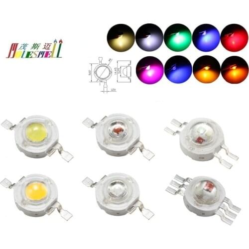 1Watt High Power LED Chip 1W Red Yellow Blue Green White Orange Purple Pink Warm white RGB SMD DIY COB Light Lamp Beads Diode
