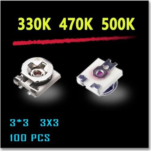 JASNPROSMA EVM3ESX50BY5 330K EVM3ESX50BQ5 470K EVM3ESX50B55 500K 100PCS 3X3 3*3 SMD 330KOHM 470KOHM 500KOHM 500KR trimmer