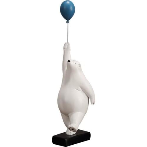 Nordic Resin Balloon Bear Sculpture Creative Cartoon Little Doll Home Interior Decoration Office Study Supplies Holiday Gifts