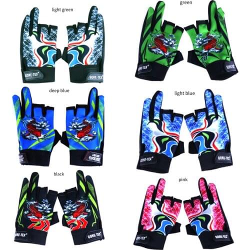 1 Pair 3 Cut Finger Fishing Gloves Women Men Outdoor Sports Fish Fishing Anti-slip Angling SBR Gloves