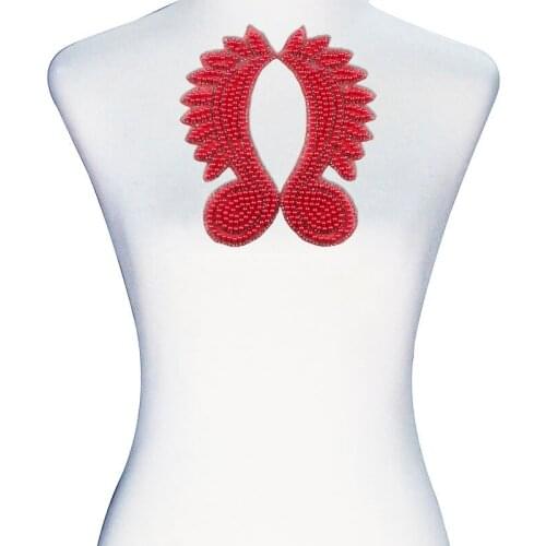 1pair Red Mirror Pair Sticker Iron on Crystal Transfers Design Hot Fix Rhinestone Motif Patch Apparel Accessories T2426