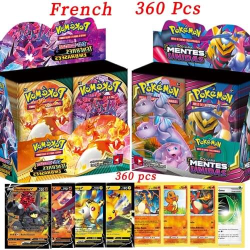 360Pcs French Pokemon TCG: Darkness Ablaze Unbroken Bonds Booster Box Trading Card Game Pokemon Card Kids Toys