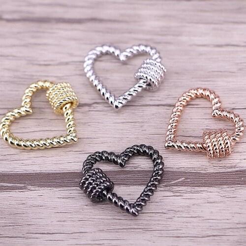 5PCS, Gold/Rose Gold/Metalblack/Silver color Heart Screw Clasp, Interlocking Carabiner Clasp, Heart Shaped Clasp, Unique Buckle