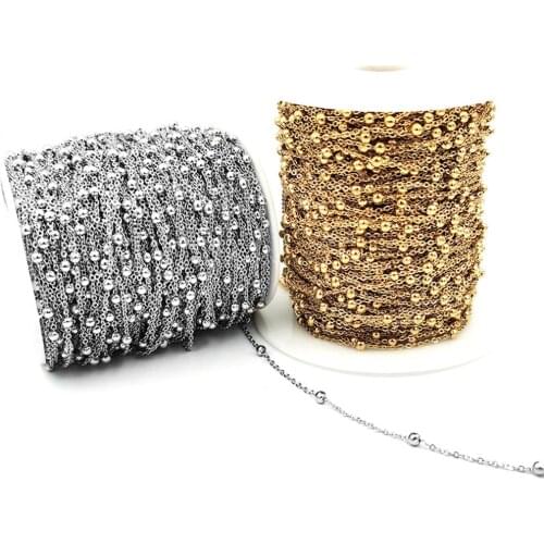 Wholesale 1M 2M 5M Stainless Steel Gold Beaded Chain Link Ball Chain DIY Anklet Necklaces Bracelet Jewelry Making Accessories