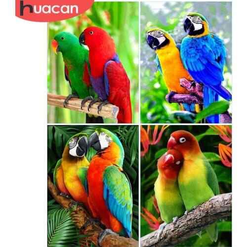 HUACAN 5D DIY Diamond Painting Parrot Kits Full Square Round Diamond Embroidery Animal Home Decorations Art New Arrival