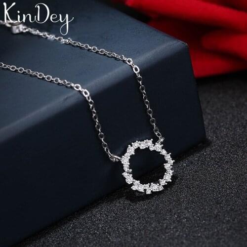 Kindey Boho Silver Color Crystal Circle Necklaces For Women Girls Gifts Statement Charm Necklaces Pendant Collar