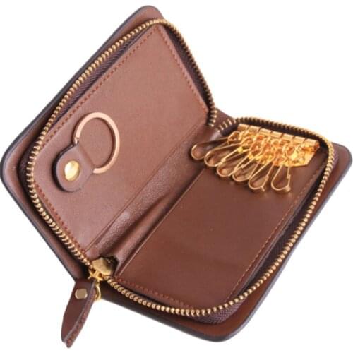 Car Key Pack Leather Key Holder Unisex Keychain Covers Zipper Car Key Case Bag Creative Car Accessories