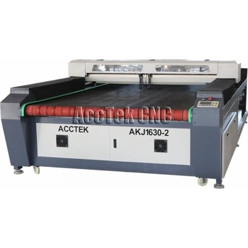 Fabric laser cutting machine auto feeding with double laser heads/ acctek laser cutter auto feeding cutting lace leather