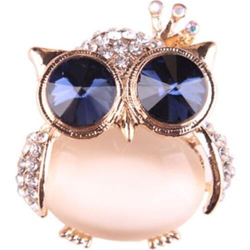 Cartoon Cute Opal Crown Pink Owl Goes With Cardigan Sweater Lady Pin Brooch Women Gift Drop Shipping