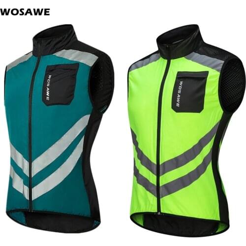 WOSAWE Mens Reflective Cycling Vest Windproof Windbreaker Running Bike Bicycle Vest Hiking Fishing Riding Sleeveless Jacket