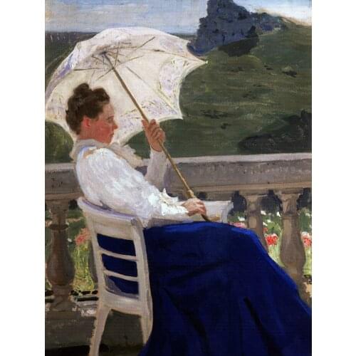 Scenery canvas prints giant poster oil painting prints impressionism woman under paraso portrait picture figurative art