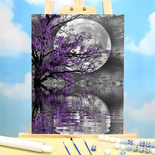Landscape Moon DIY Paint By Numbers Set Acrylic Paints 40*50 Paiting By Numbers Paintings For Kids Art