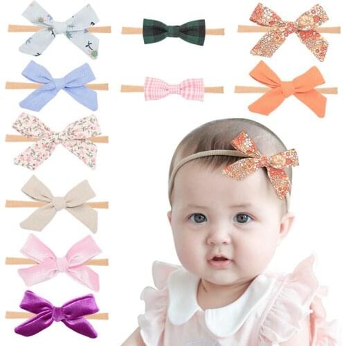 1 Piece Lytwtws Baby Bowknot Headband Girl Hairband Head Band Infant elastic Newborn Toddlers Flower Hair Accessories clothes