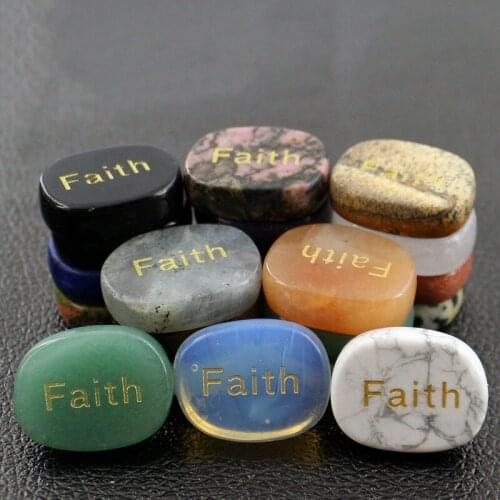 Natural Gem Bronzing Carved Faith Guardian Symbols Alphabet Beads Crystals Red Stone Agate Opal Alabaster Amethysts Jewelry Make