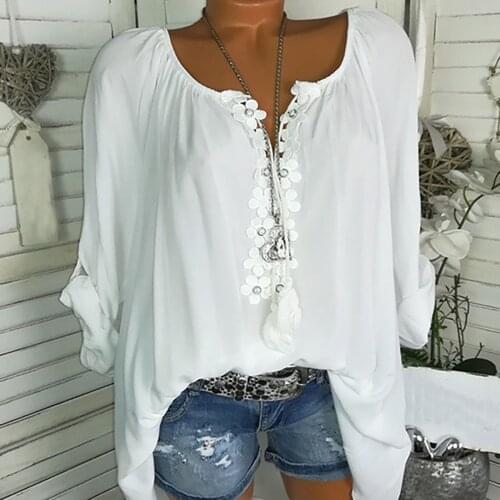 Plus Size White Tops And Blouses For Ladies Blouses Femme Women Summer Casual Fashion O-neck Long Sleeve Top Blouse Shirt Blusas