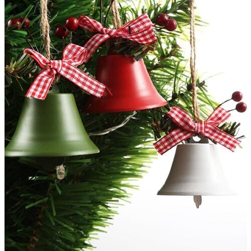 Christmas Bell Red White Green Metal Jingle Bells Christmas Tree Hanging Pendant Ornament Christmas Decoration for Home Bar