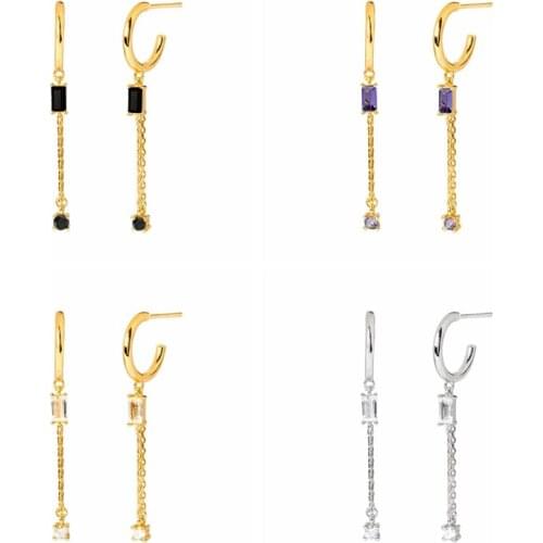 925 Sterling Silver Ear Needle Ladies Exquisite Chain Stud Earrings Minimalism Bohemian Style Fashion Jewelry Birthday Gifts