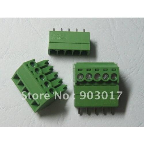 Pitch 3.5mm 5pin/way Screw Terminal Block Connector Green Color Pluggable Type with pin 120 pcs