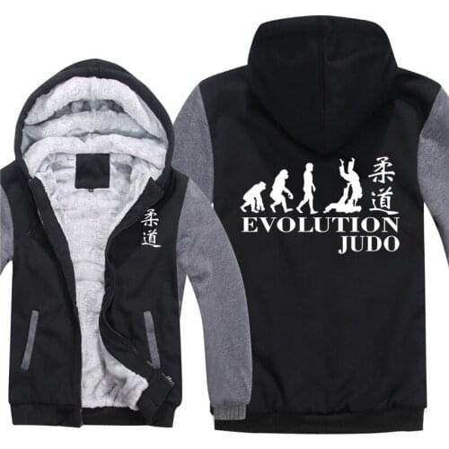 Japanese Judo Hoodies Men Cool Thicken Winter Evolution of Judo Sweatshirt Jacket